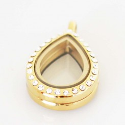 Gold Bling Tiny Teardrop Locket